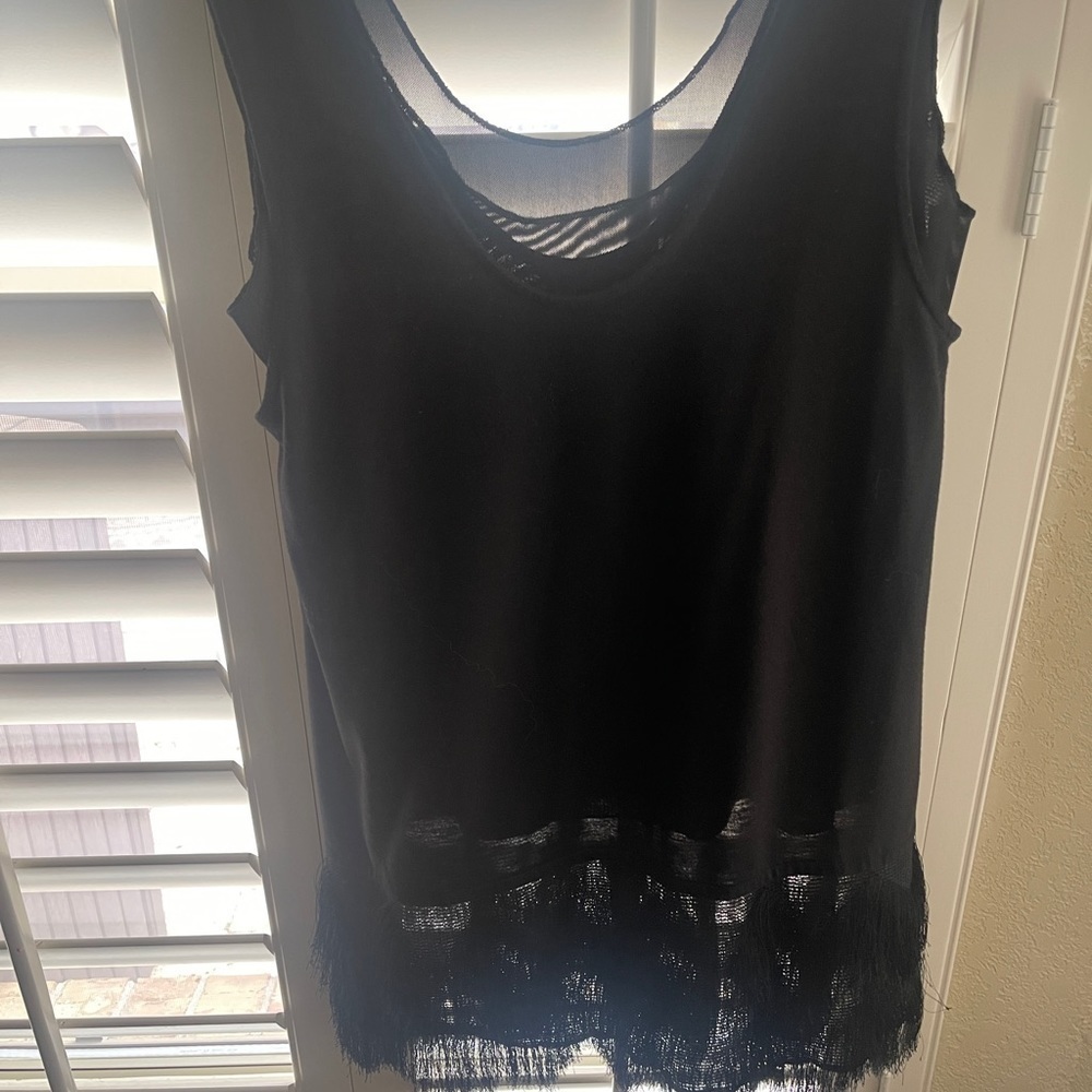 Banana Republic fringed tank black